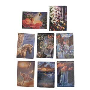 Vintage Leanin Tree Set Of 8 Inspirational Art Magnets Nature & Fantasy Designs